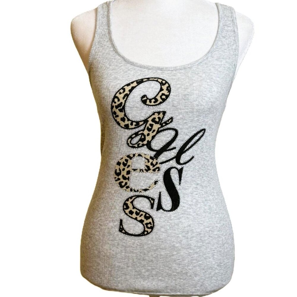 GUESS Tank Racerback Gray Leopard Prnt size M